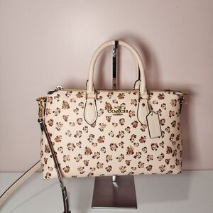 NWT Coach CAB13 Georgia Satchel Bag Pink Rose Print Coated Canvas Handbag